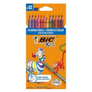 LÁPIS DE CORES BIC EVOLUTION STRIPES 12 CORES